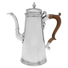 George II Antique Sterling Silver Coffee Pot, Thomas Farren, London 1733
