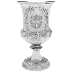 Victorian Antique Sterling Silver Goblet, Cambridge University Interest, 1857