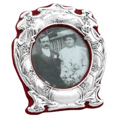 Antique Edwardian Art Nouveau Sterling Silver Photograph Frame