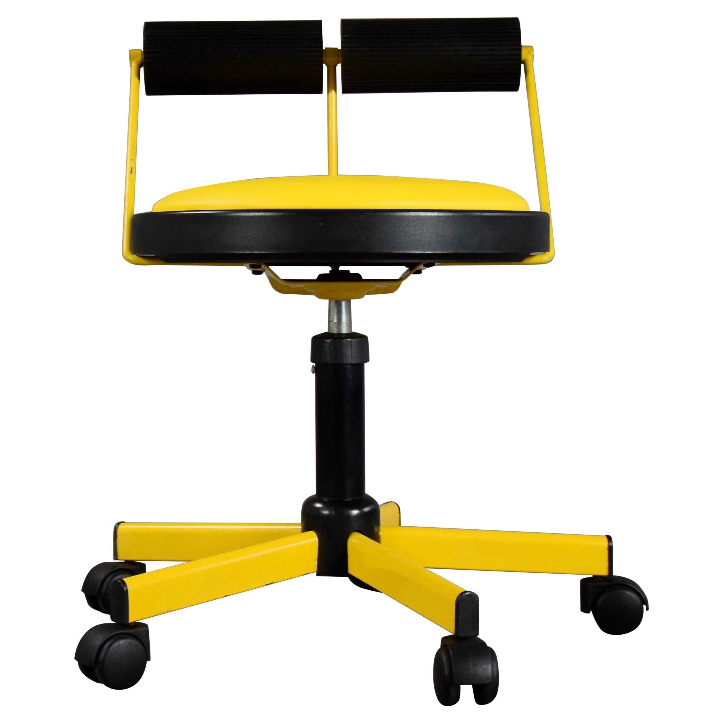 Yellow and Black Post-Modern Adjustable Office Chair by Bieffeplast, Italy, 1980