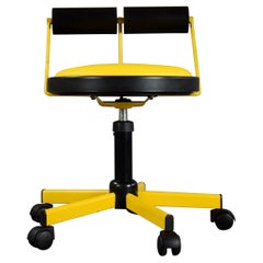 Retro Yellow and Black Post-Modern Adjustable Office Chair by Bieffeplast, Italy, 1980