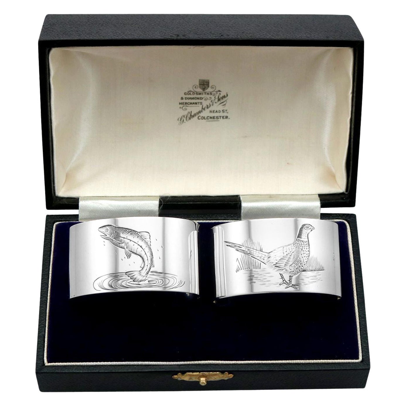 Vintage Elizabeth II Sterling Silver Napkin Rings For Sale