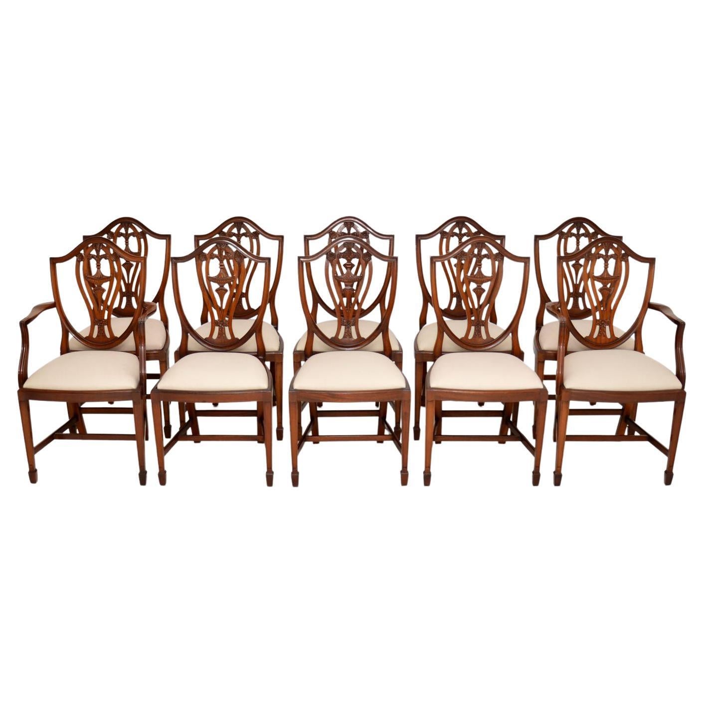 Set of 10 Antique Adam Style Dining Chairs