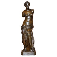 Lovely 19th Century Antique Italian Venus De Milo Grand Tour Bronze Statue