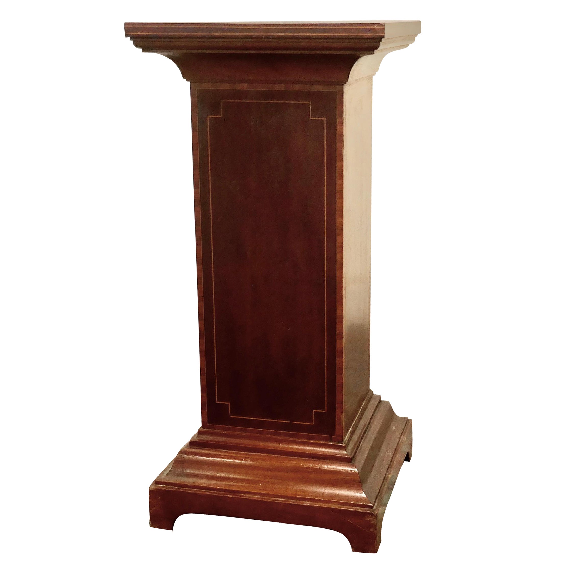 19th Century French Inlaid Mahogany Column Display Pedestal For Sale