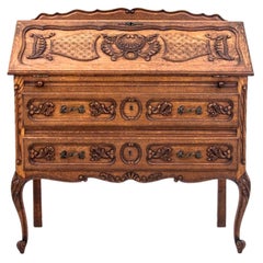 Antique Oak Secretary Desk, Belgium, circa 1920