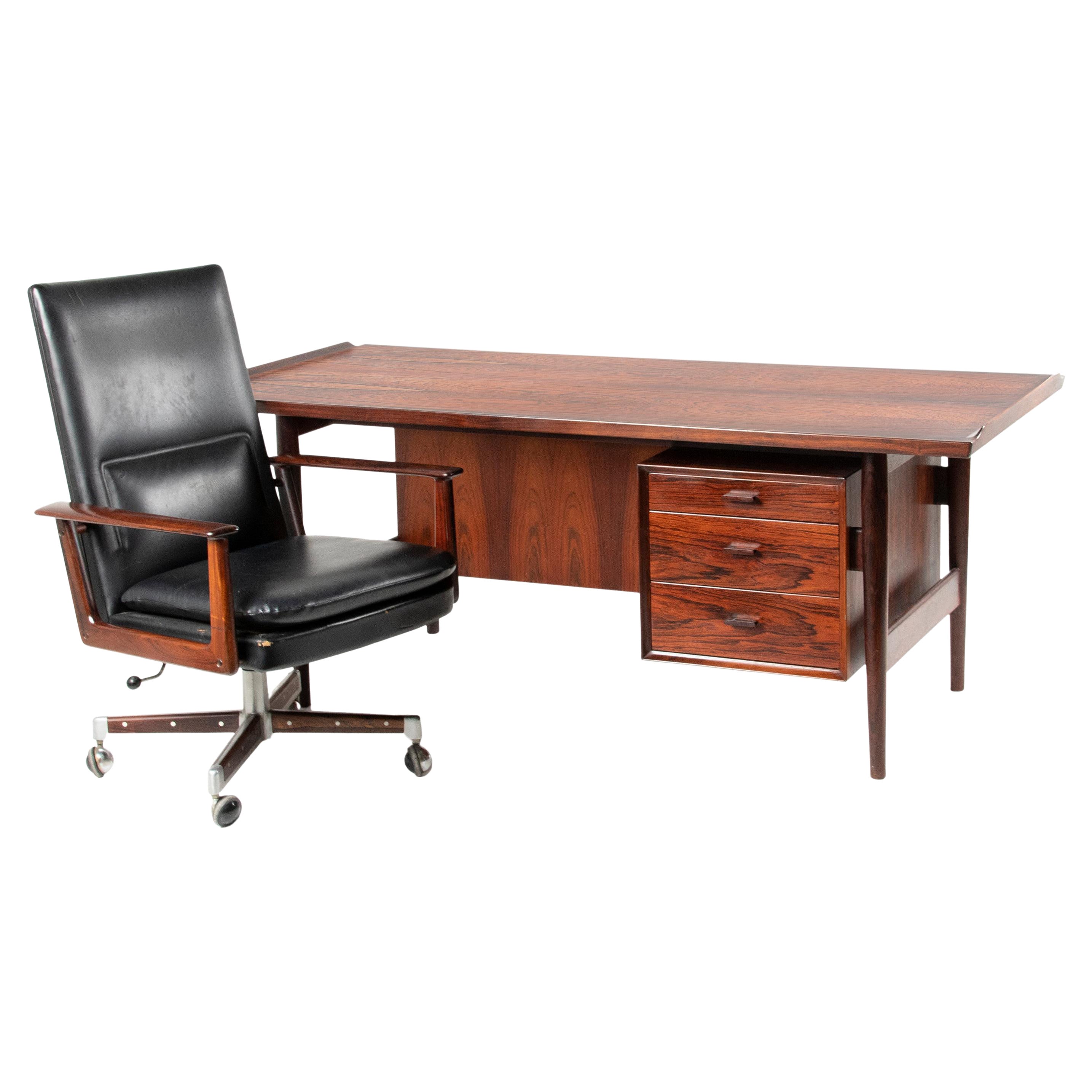Mid Century Executive Desk and Chair Designed by Arne Vodder, Made by Sibast For Sale