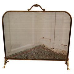 Arts and Crafts Brass and Iron Fire Guard, Spark Screen