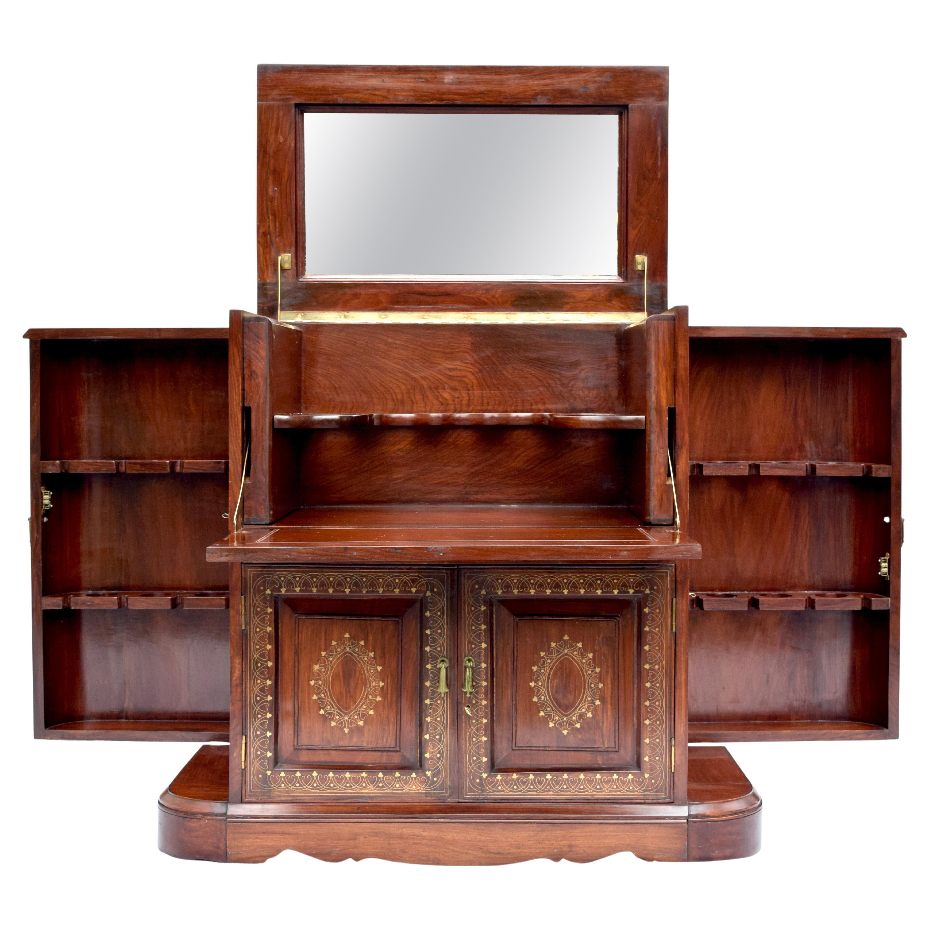 Rosewood Anglo Indian Dry Bar or Display Cabinet by M. Hayat & Bros. Ltd For Sale