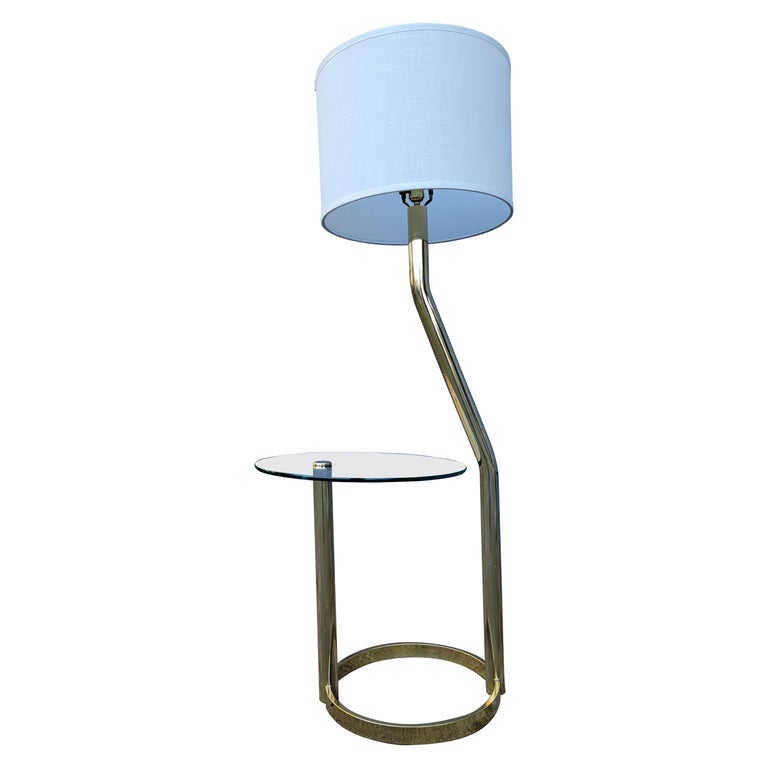 Leon Rosen Pace Collection Floor Lamp with Glass Table Top For Sale at