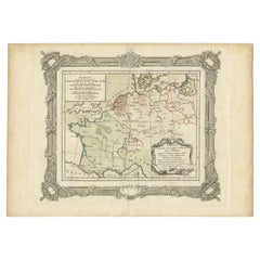 French Antique Map of France and Western Europe, 1765