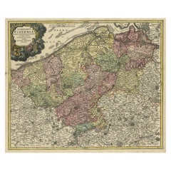 Antique Map of Flanders, Belgium by Homann Heirs, c.1735