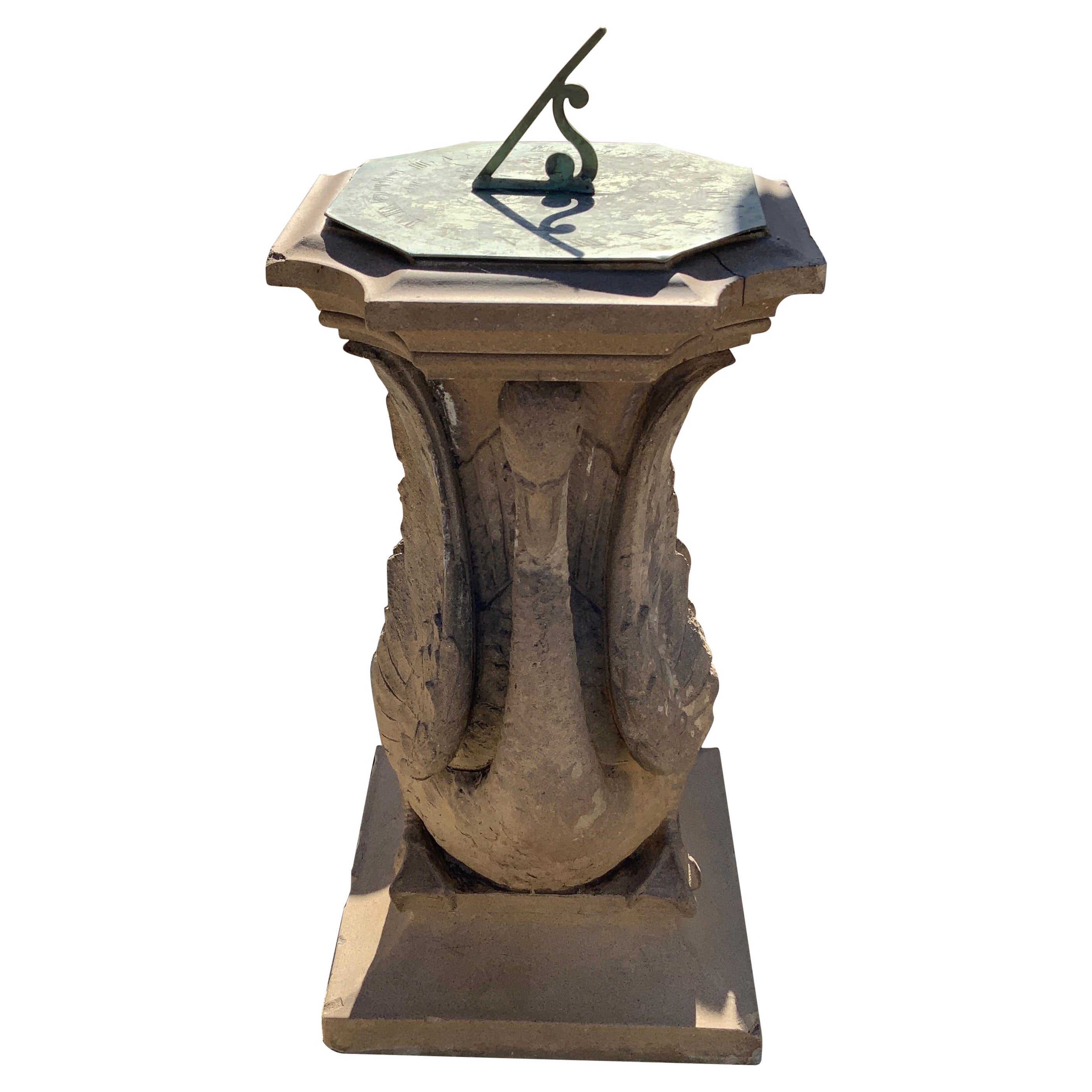 20th Century Concrete/Bronze Swan Sundial