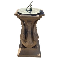 20th Century Concrete/Bronze Swan Sundial