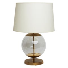 Mid-Century Brass and Glass Table Lamp by Bergboms
