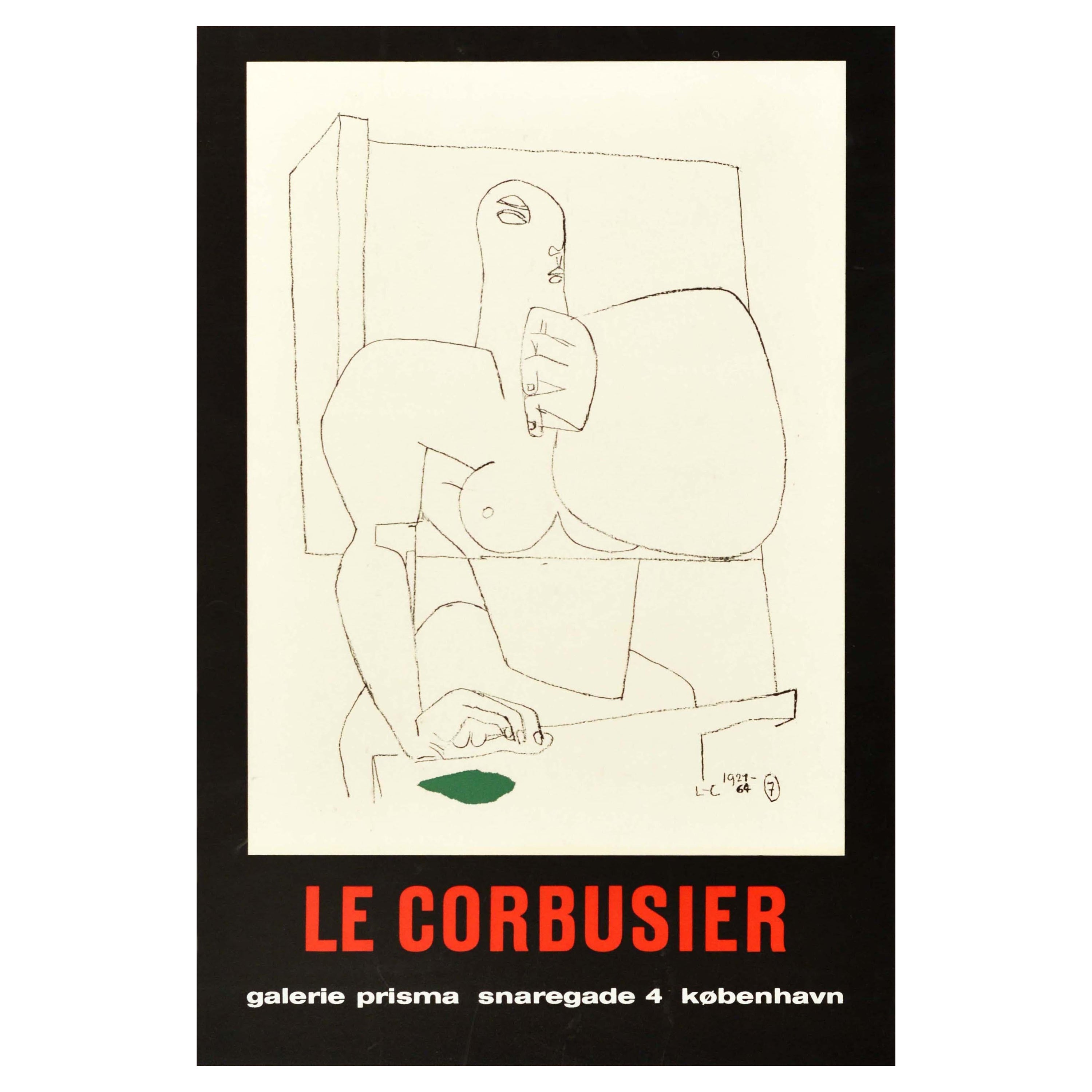Original Vintage Art Exhibition Poster Le Corbusier Copenhagen Modernist Design