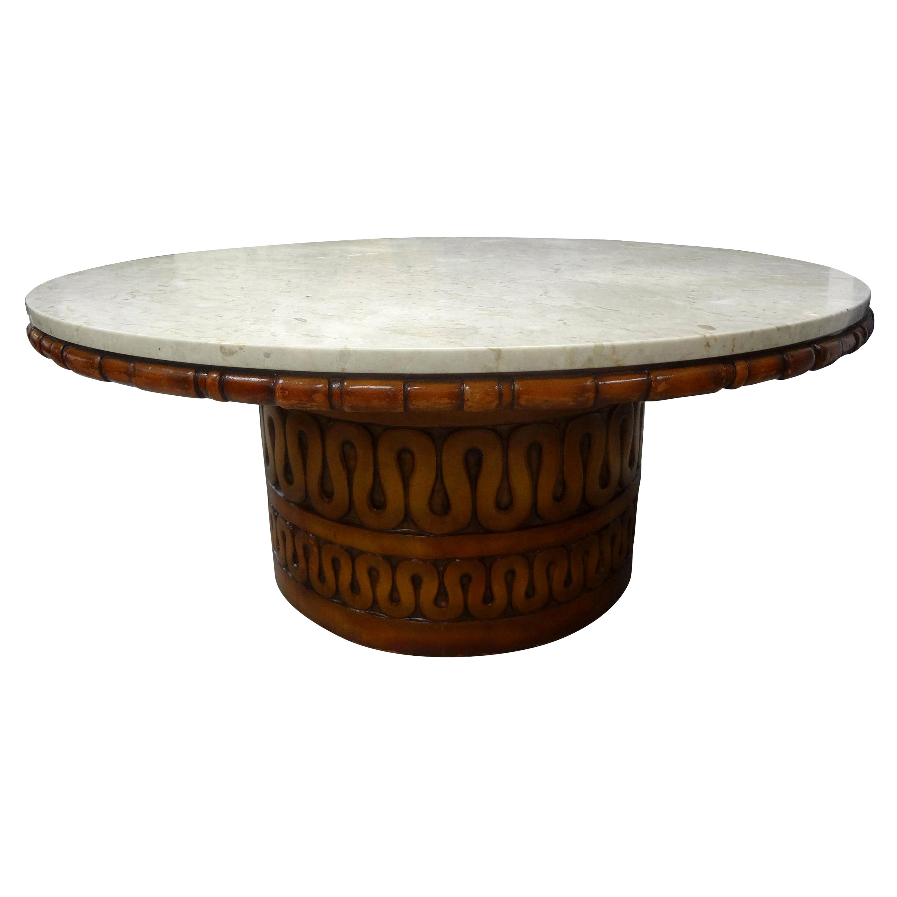 James Mont Attributed Cocktail Table with Italian Marble Top For Sale