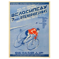 Original Vintage Poster Bike Race Latvia Russia Georgia Armenia Lithuania USSR