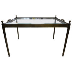 French Maison Bagues Inspired Louis XVI Style Brass and Glass Coffee Table