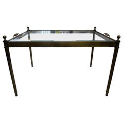 French Maison Bagues Inspired Louis XVI Style Brass and Glass Coffee Table