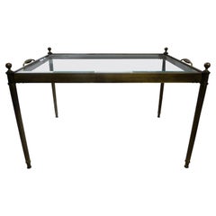 French Maison Bagues Inspired Louis XVI Style Brass and Glass Coffee Table