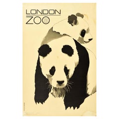 Original Vintage Poster London Zoo Chi Chi And An An 1968 Giant Panda Design WWF