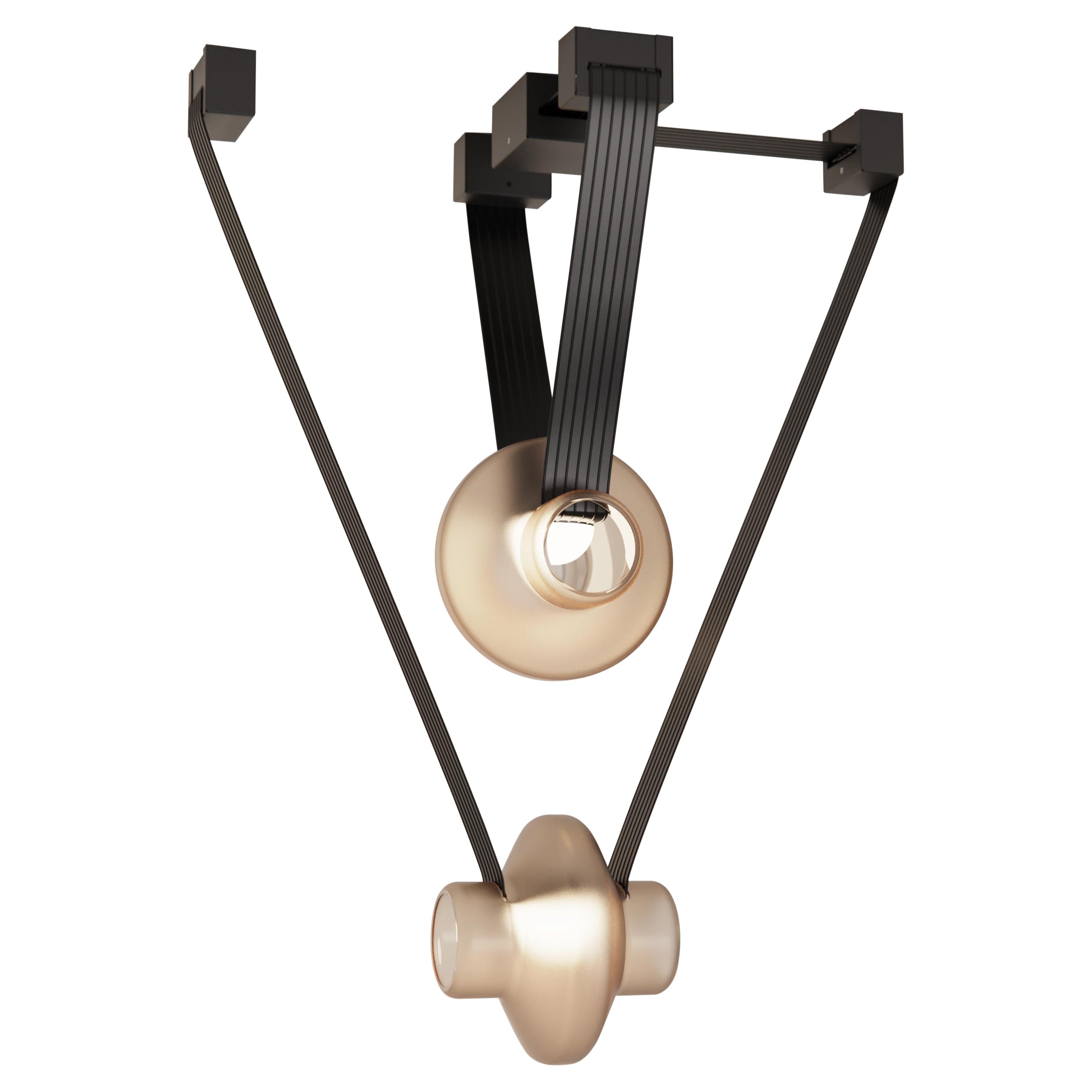 Etat-des-Lieux Amber Glass 2C Pendant, Contemporary Adaptive Lighting System For Sale