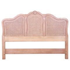 John Widdicomb French Provincial Bleached Walnut and Cane Queen Size Headboard