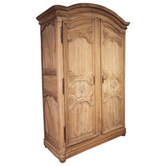 Antique Early 18th Century Bleached French Walnut Armoire from the Île-de-France Region