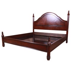 Holly Hunt Modern Carved Mahogany King Size Poster Bed