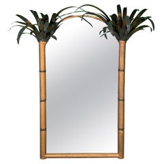 Tole Metal Sculptural Palm Tree Wall Mirror