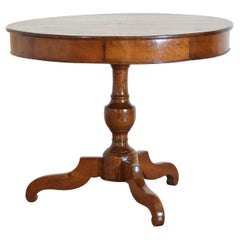 Italian, Emiliana, Late Neoclassic Walnut & Elm Inlaid Center Table, ca. 1835