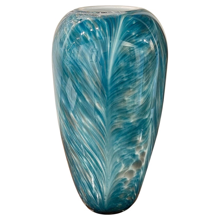 Vintage Blue Murano Glass Vase For Sale