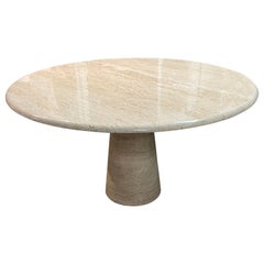 Travertine Dining Table in the Style of Angelo Mangiarotti, 1970s