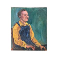 Vintage Oil Painting Male Portrait Oil on Canvas Farmer