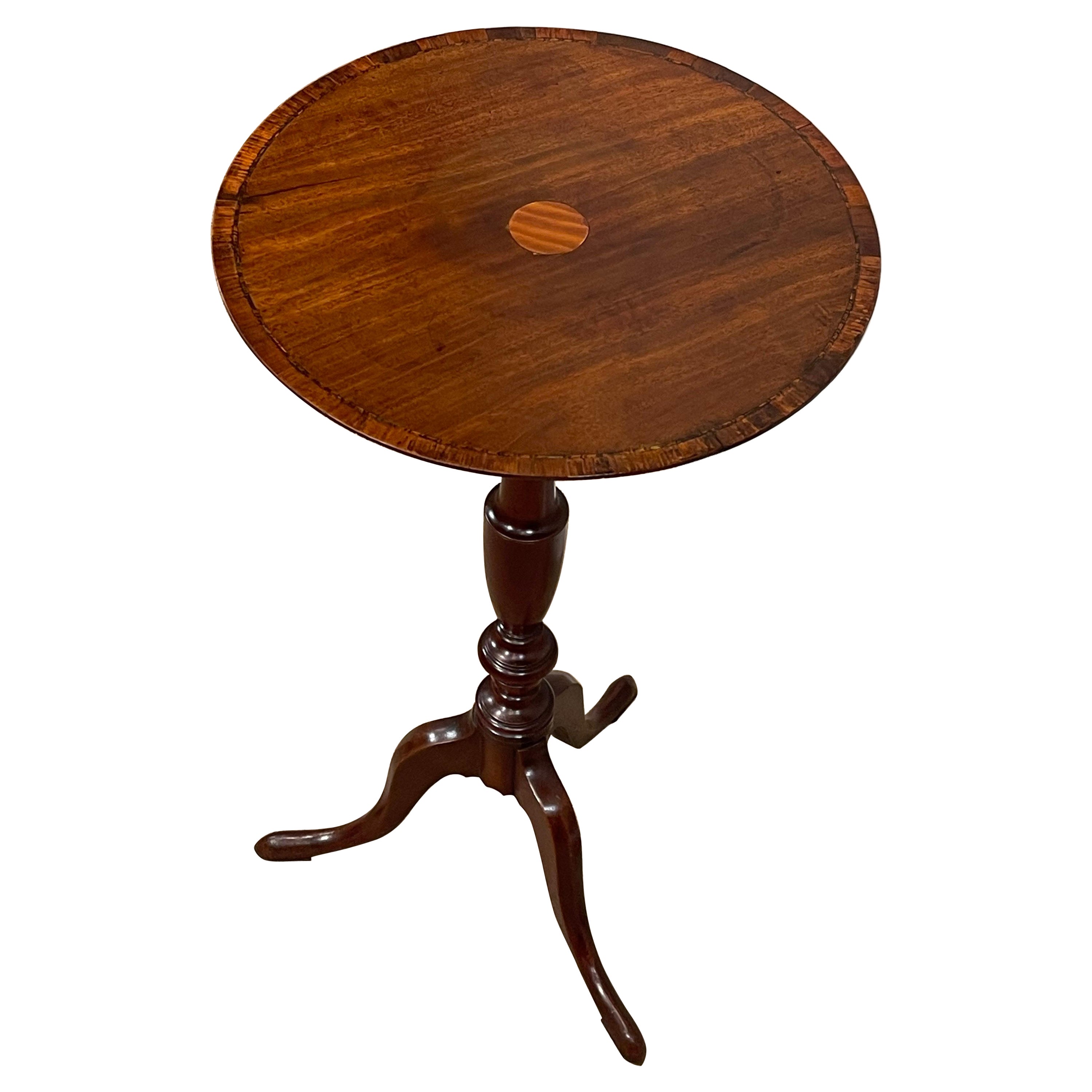 George III Inlaid & Cross-Banded Mahogany Tripod Table For Sale