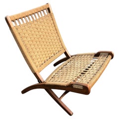 1960's Vintage Hans Wegner Style Folding Rope Chair