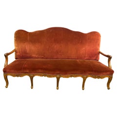 Large Scale 19th Century French Carved Walnut Serpentine Sofa