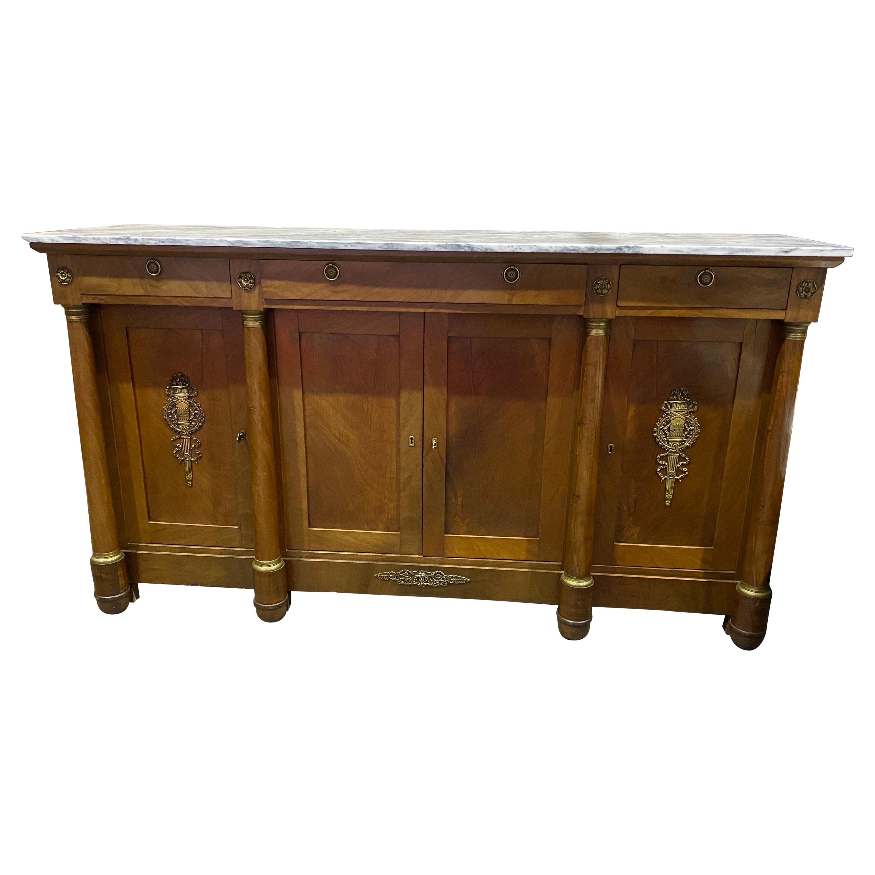 19th century French Empire Marble Top Enfilade For Sale