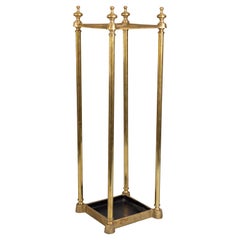 Antique Art Deco English Brass Umbrella Stick Stand