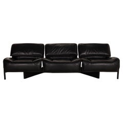 Cassina Veranda Leather Sofa Black Three-Seater Couch Function