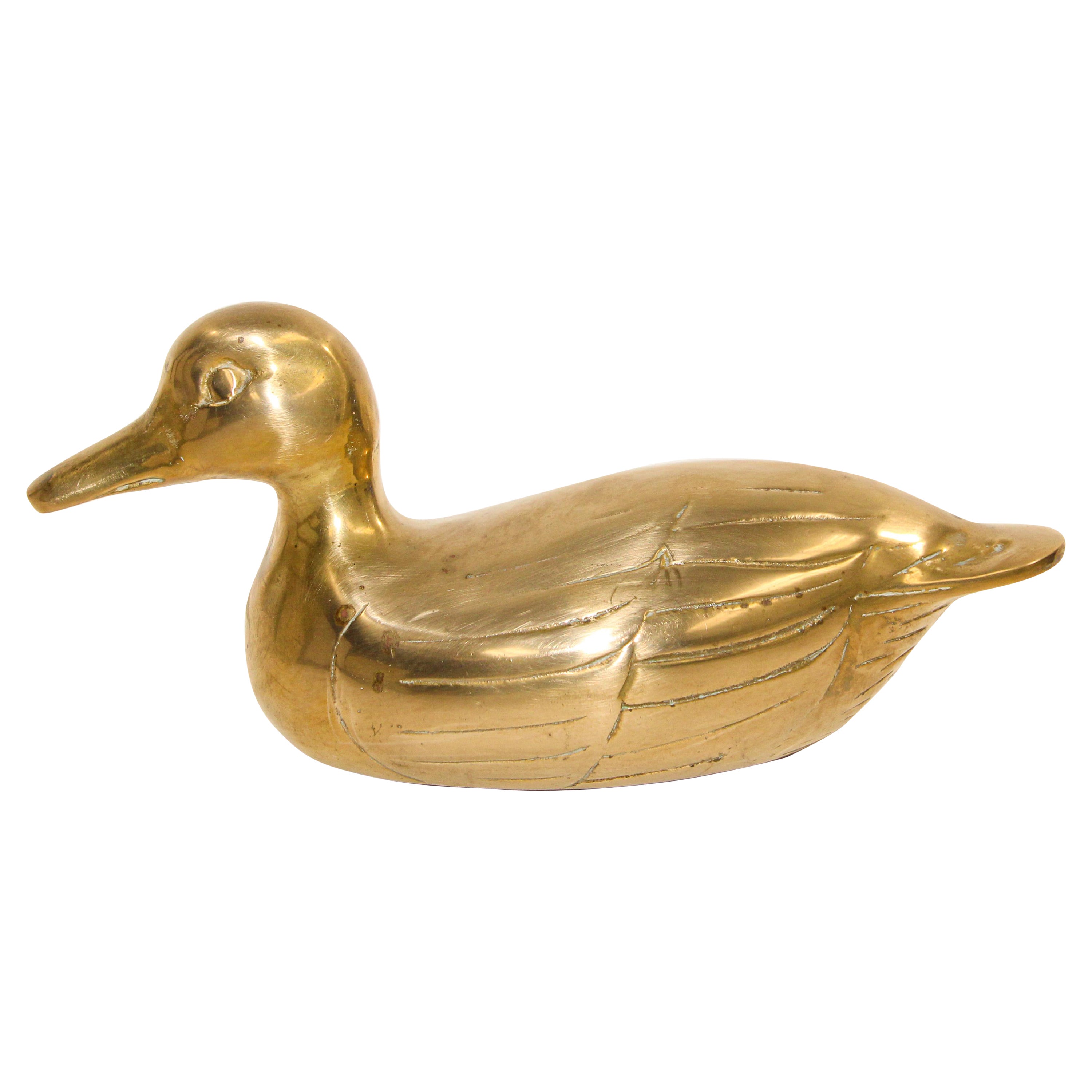 Brass Duck Form Decorative Sculpture For Sale