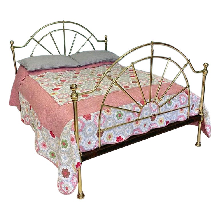 English, King Size 5' Victorian all brass bed made by Hoskins & Sewell