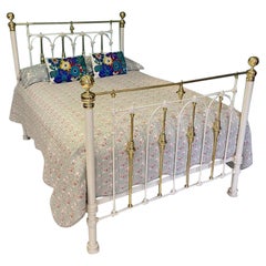 Double 4'6" White Brass & Iron Bed Made in Cornwall Uk