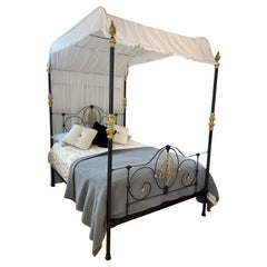 King Size 5' English Cast Iron Antique Four Poster Bed