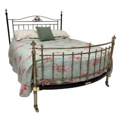 King Size 5' English Victorian Winfield Brass & Iron Bed with Curved Foot