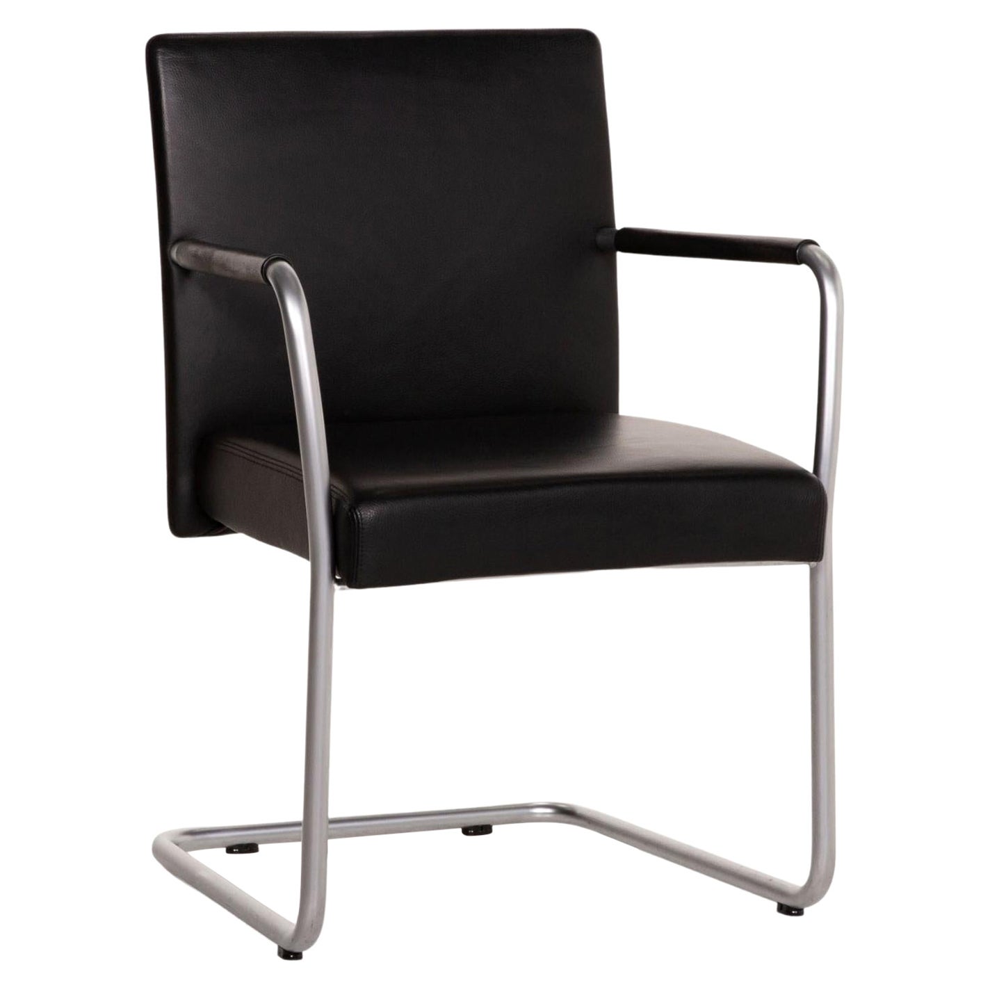 Walter Knoll Jason 1519 Leather Chair Black Cantilever For Sale