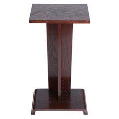 Restored Brown Pedestal Made in the 1930s in Czechia, Made Out of Oak, Art Deco