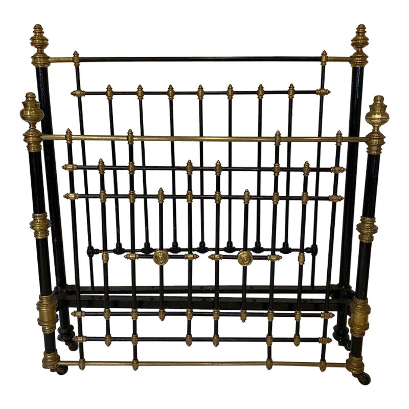 English King Size (5' wide) Antique Iron & Brass Victorian Bed