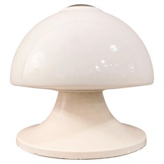 Mid Century Table Lamp Milk Glass Aluminum Italian Design 1960s
